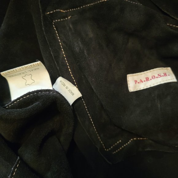 P.A.R.O.S.H. Vintage Suede/Leather Jacket with studs PAROSH UNISEX - Picture 6 of 7